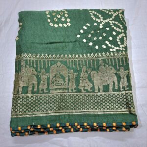 Green Colour bandhani printed saree with rich paloo and embroidered blouse