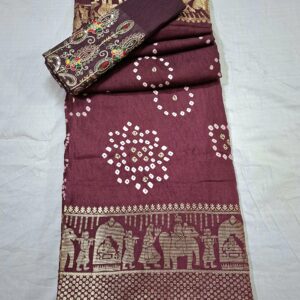 Jamuni Colour bandhani printed saree with rich paloo and embroidered blouse - Image 3