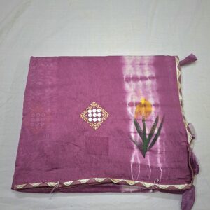 Purple Colour Hand Printed Cotton Blend Saree With Full Embroidery Work and Mirror Work