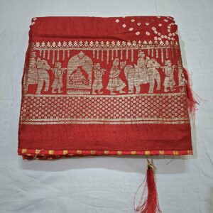 Maroon bandhani printed saree with rich paloo and embroidered blouse - Image 1