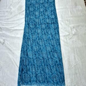 Blue bandhani saree with silk border and contrast blouse - Image 3