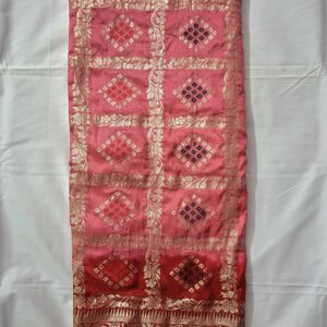 Red and pink dual tone dola silk saree with blouse - Image 4
