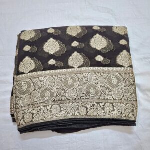 Black Colour georgette saree in banarasi pattern and full zari work