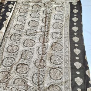 Black Colour georgette saree in banarasi pattern and full zari work - Image 4