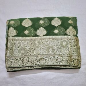 Green Colour georgette saree in banarasi pattern and full zari work