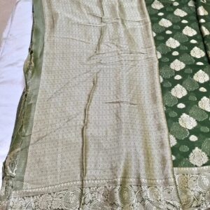 Green Colour georgette saree in banarasi pattern and full zari work - Image 5