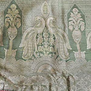 Green (Mehandi) colour silk saree with full work and contrast blouse - Image 6