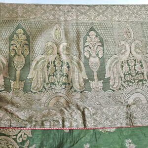 Green (Mehandi) colour silk saree with full work and contrast blouse - Image 5
