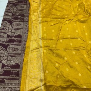 Wine colour silk jacquard saree with full work and contrast blouse - Image 6