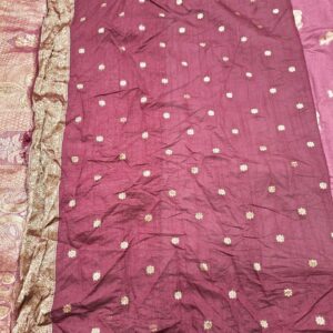 Light purple colour silk jacquard saree with full work and contrast blouse - Image 6