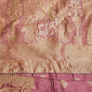 Light purple colour silk jacquard saree with full work and contrast blouse - Image 4