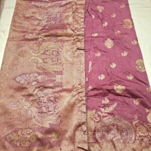 Light purple colour silk jacquard saree with full work and contrast blouse - Image 3
