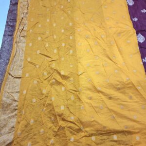 Wine colour silk jacquard saree with full work and contrast blouse - Image 4