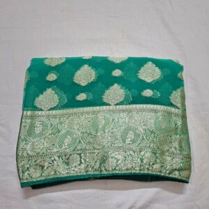 Light Rama green Colour georgette saree in banarasi pattern and full zari work