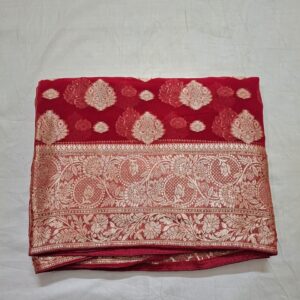Red Colour georgette saree in banarasi pattern and full zari work