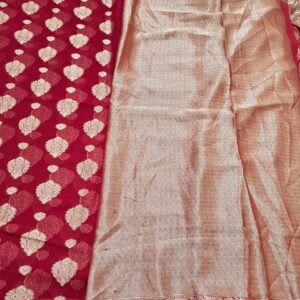 Red Colour georgette saree in banarasi pattern and full zari work - Image 4