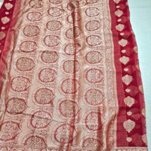 Red Colour georgette saree in banarasi pattern and full zari work - Image 5