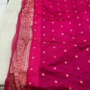 Rama blue colour silk jacquard saree with full work and contrast blouse - Image 3