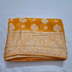 Yellow Colour georgette saree in banarasi pattern and full zari work