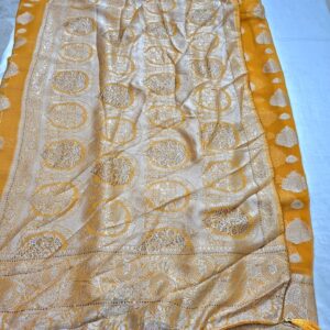 Yellow Colour georgette saree in banarasi pattern and full zari work - Image 4