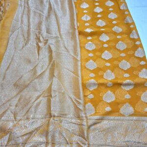 Yellow Colour georgette saree in banarasi pattern and full zari work - Image 5