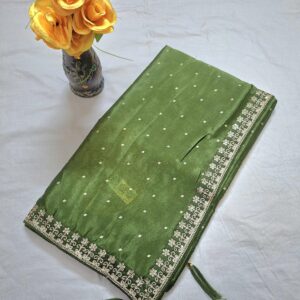 Green Colour Silk Saree With Full Work Blouse - Image 3