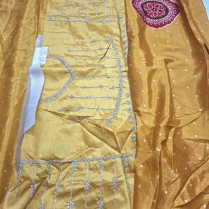 Mustard Colour Silk Saree With Full Work Blouse - Image 4