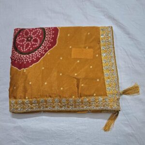 Mustard Colour Silk Saree With Full Work Blouse