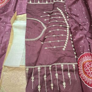 Purple Colour Silk Saree With Full Work Blouse (Jamuni colour) - Image 3